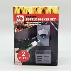 Range Master Magnetic Beer Soda Bottle Opener Wall Mounted with Catch Basket